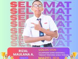 Tiga Siswa SMPN 20 Purworejo Lolos OSN Tingkat Propinsi Jateng