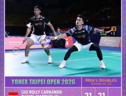 Leo/Daniel Tampil Tegas Wakil Indonesia Mulus ke 16 Besar Taipei Open 2026