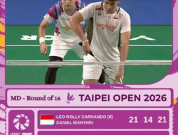 Leo/Daniel Tembus Perempat Final Taipei Open 2026 Usai Menang Dramatis atas Wakil Jepang