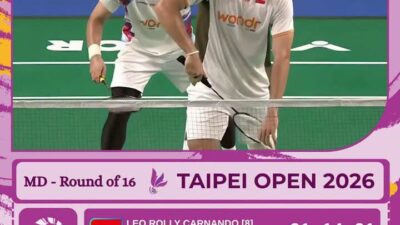 Leo/Daniel Tembus Perempat Final Taipei Open 2026 Usai Menang Dramatis atas Wakil Jepang